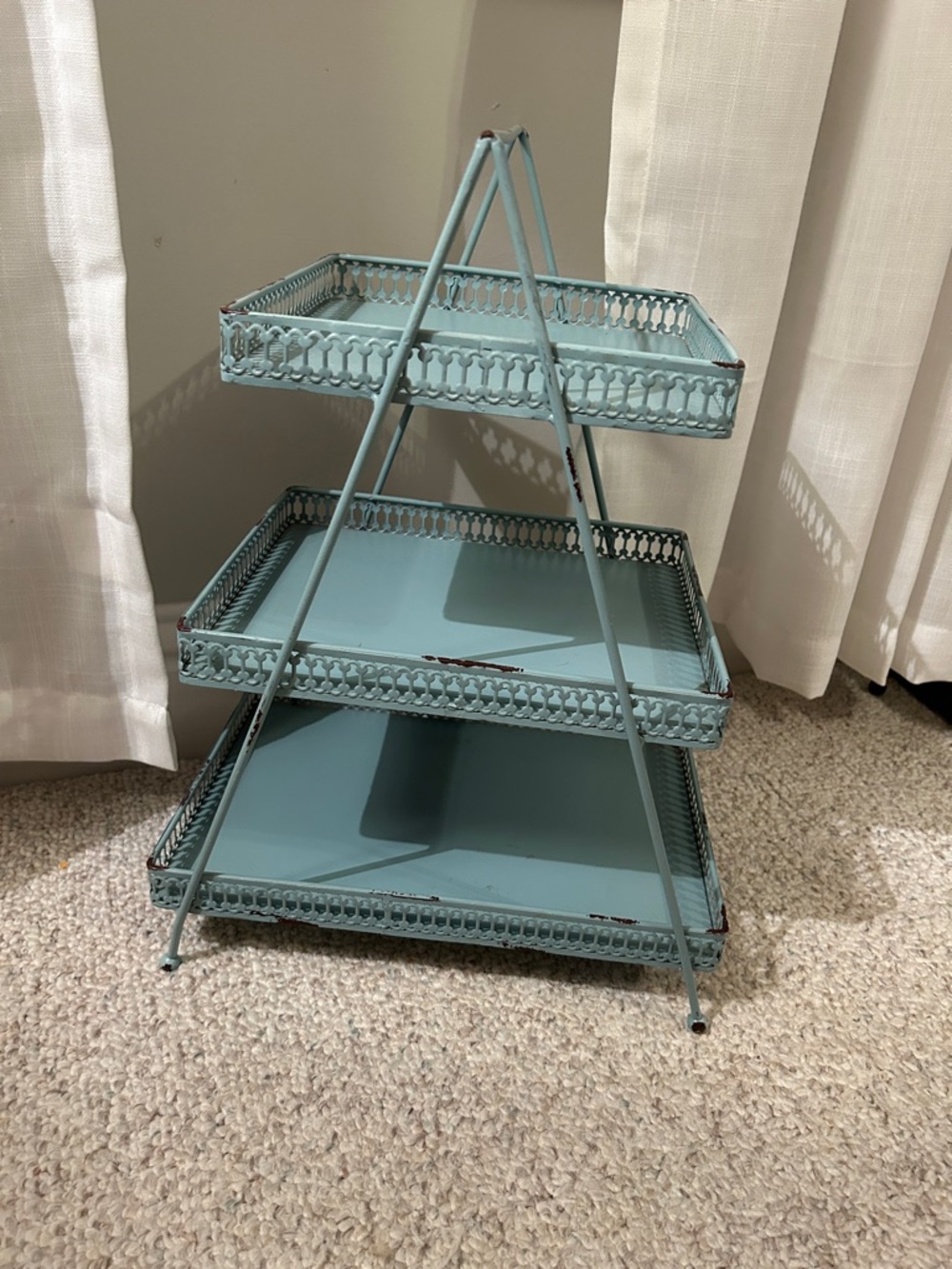3-Tier Metal Display Stand in Pale Blue